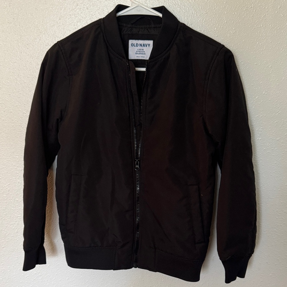Old Navy Boy’s Black Bomber Jacket with Ribbed Collar